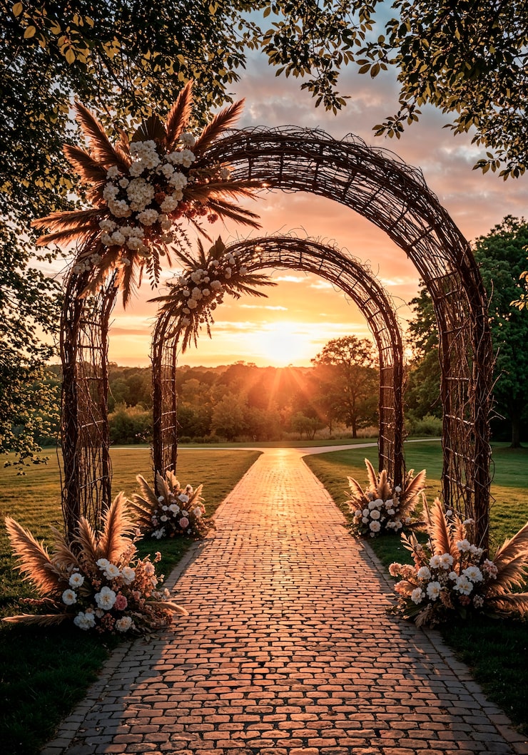 casamento no por do sol